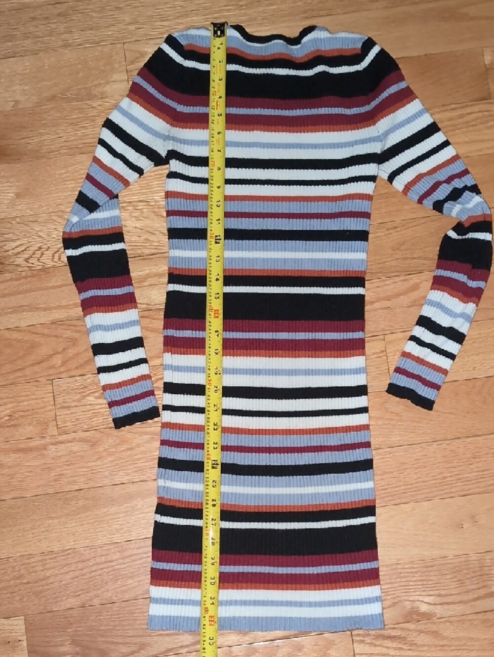 Striped Rib-Knit Bodycon Dress in Multi-Color - Picture 4 of 4
